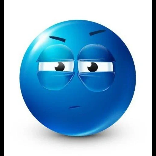blue smile, smiley is blue, funny emoticons, the smiley is serious, the displeased emoticon is blue