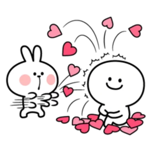 dois coelhos, desenhos fofos, coelhos amor, valentine kawai, coelhos fofos
