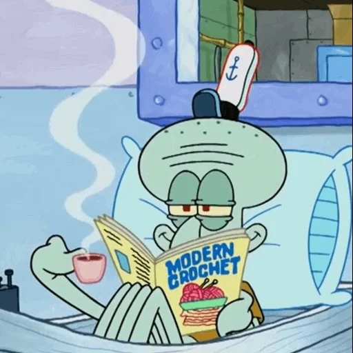 боб губка, сквидвард читает, tomorrow spongebob, губка боб квадратные, сквидвард 2 сезон 15 серия
