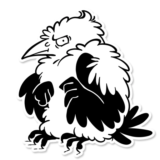 bogut, boggart owl, profil du coq, stickers hibou, caricature de la chouette et du corbeau