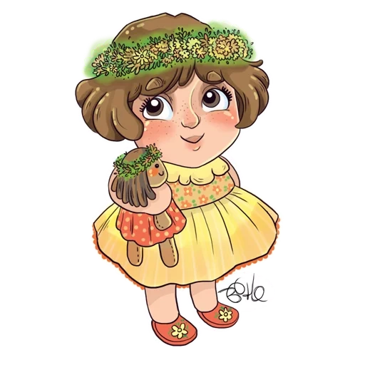 girl, illustration, girl with a wreath with a transparent background