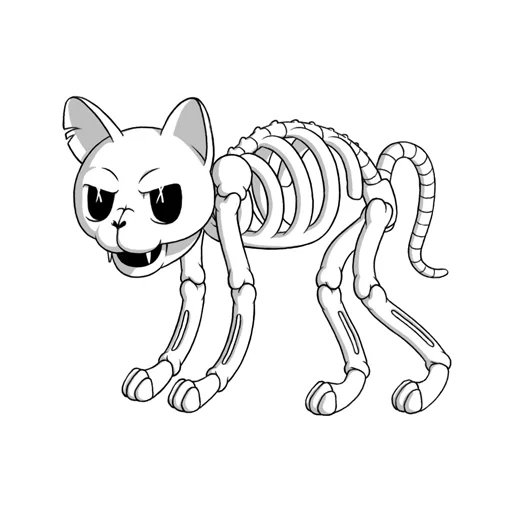 das skelett der katze, das skelett der katze, die skelettierte katze, skeleton katze färbung, katze skelett färbung