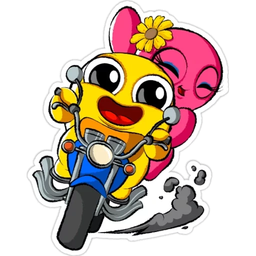 motorbike, emoji ride, send cartoon, cartoon motorcycles, vector illustrations