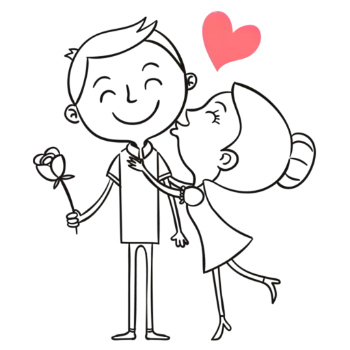 coppia di sposi, coppia innamorata, coppia innamorata, cartoon couple outline, figura 14 febbraio colorazione facile