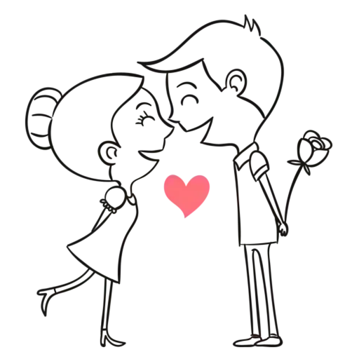 a loving couple, happy anniversaries, a loving couple, sweet couple pattern, cartoon couple outline