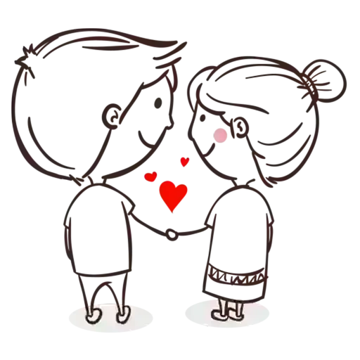 a loving couple, lovers picture, lover pattern, little people in love, cartoon lovers