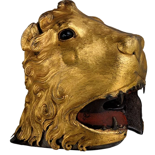 cabeça de leão, animais frágeis, capacete leão nemean, vista capacete da cabeça de leão, museu metropolitano de nova york