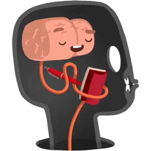 cérebro, tabuleiro de giz, ilustração do cérebro, desenho animado sobre o cérebro