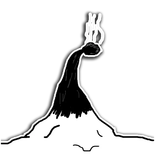 silhouette, volcano silhouette, vulcan with a pencil, eruption, volcano eruption drawing with a pen