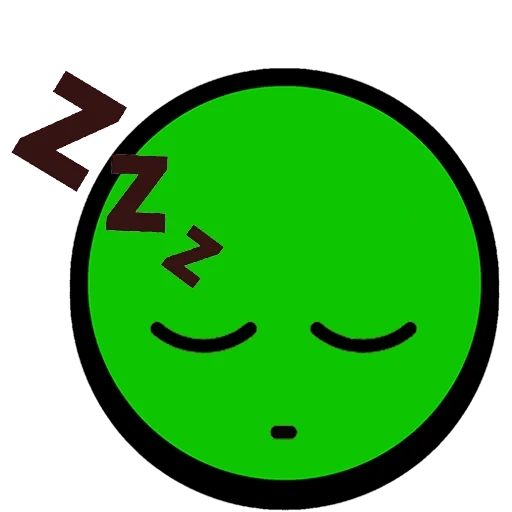 icon ist ein süßer, die ikone der emoticons, schlafendes lächeln, smilekie ist grün, erbrechen sie emoticons