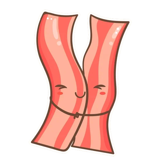 parte del corpo, schizzo di pancetta, pancetta divertente, bacon kawaii, cartoon beecon