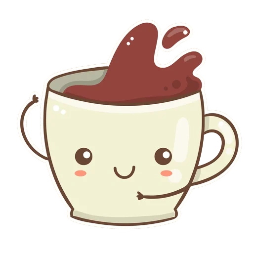 чашка, чашка кофе, кавайный чай, кавайная еда лд, милые рисунки еды