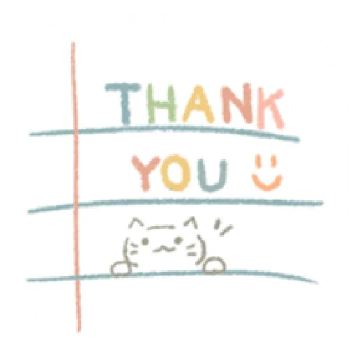 cat, cute, anime thank you, text in englischer sprache, schöne illustrationen
