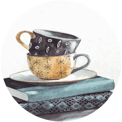чашка, кофейная чашка, чашка акварелью, акварельная чашка, кружка чая акварелью