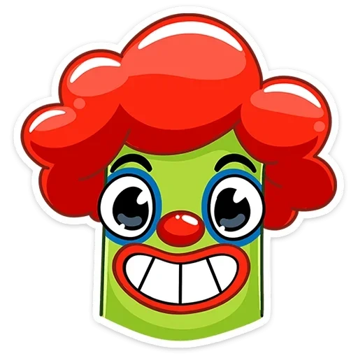 tête de clown, smiley de clown, icône de clown, clown sur fond blanc, la partie du visage du clown