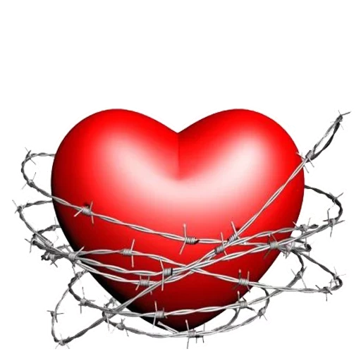 heart, broken heart, barbed wire core