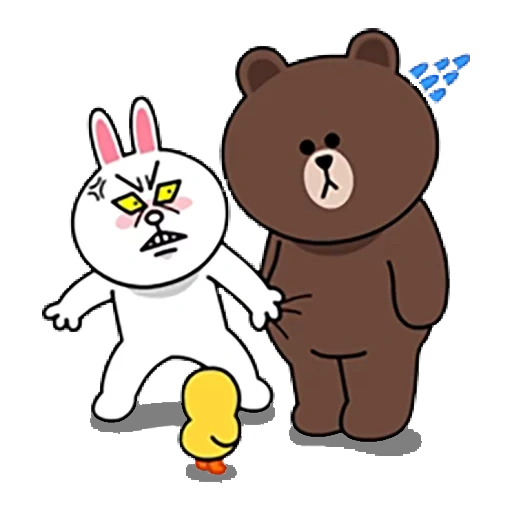 brown cony, line friends, line friends bear, the quarrel between ma and brown, bear brown rabbit horse