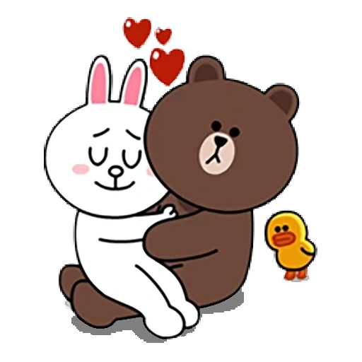 brown cony, little bear rabbit, line cony and brown, love of bear and rabbit, bear line friend brown