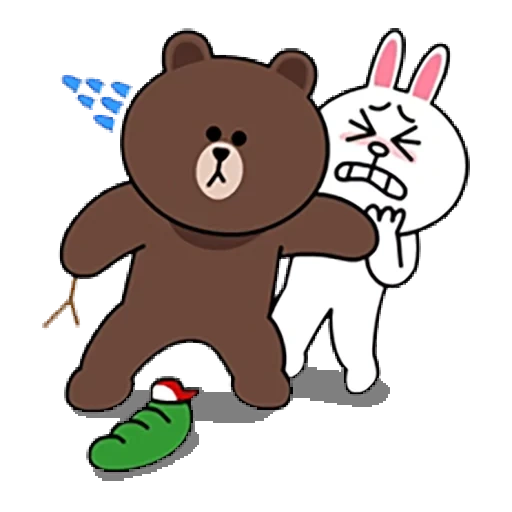 brown cony, line friends, медведь заяц любовь, cony and brown ссора