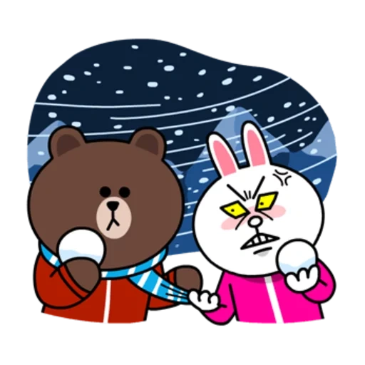 браун, line friends, приложения line, cony and brown зима