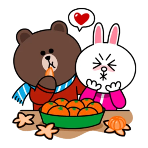 brown cony, line friends cony, love of bear and rabbit, max cony has no background, little rabbit horse and bear brown
