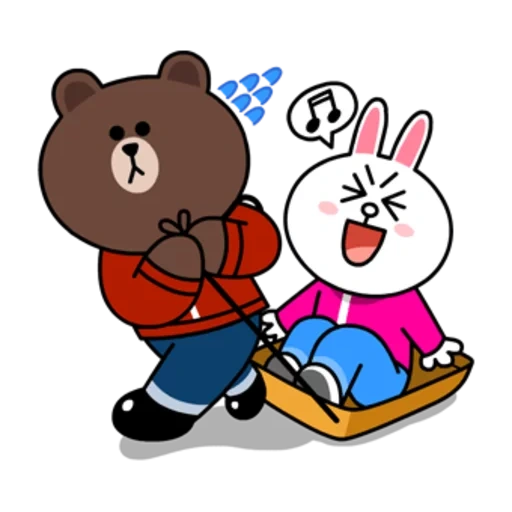 brown cony, bear rabbit, line friends, max cony has no background, little rabbit horse and bear brown