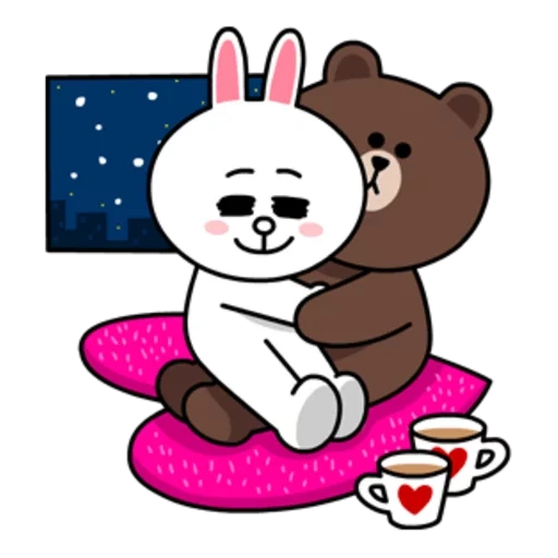 brown cony, lapin ourson, line friends, line lapin ours