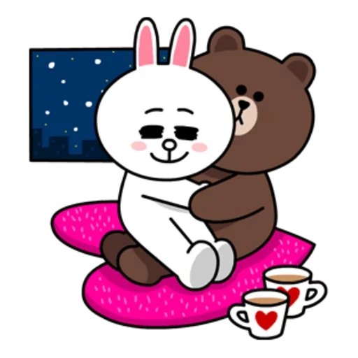 brown cony, little bear rabbit, line friends, line bear rabbit