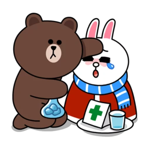 brown cony, line браун, line friends, line cony and brown, зайка cony мишка brown