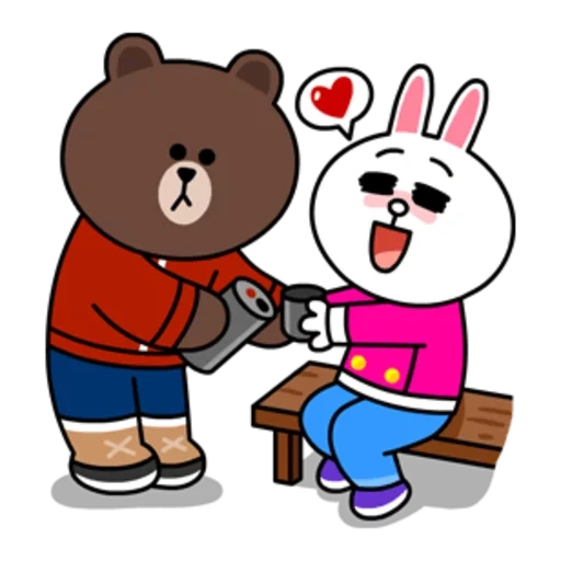 brown cony, garis coklat, line friends, cony brown di musim dingin