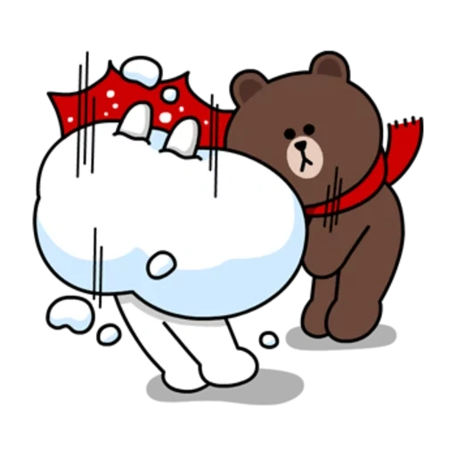 brown cony, line friends, приложения line, teddy and kitty, cony and brown зима