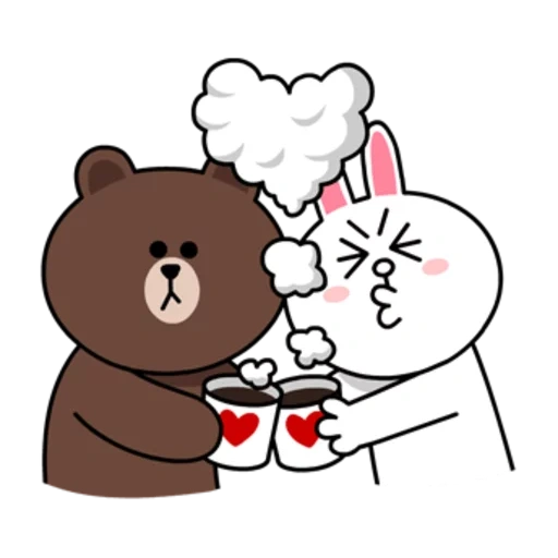 медведь заяц, мишка зайка любовь, медведь браун line, корейский медведь заяц, brown and cony love утро