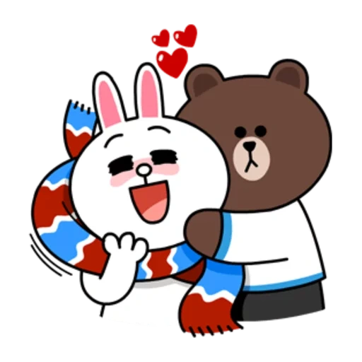 brown cony, line friends, bunny and bear, bunny bear, ours brun lapin cheval