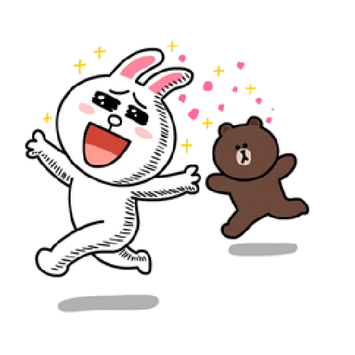 line заяц, зайка мишка, line friends, line cony and brown, line brown cony doctor