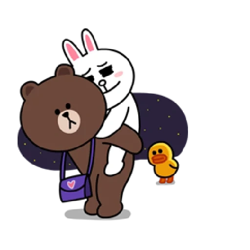 brown cony, line браун, мишка зайка, line friends, line cony and brown