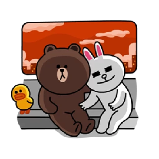 brown cony, мишка зайка, line friends, line cony and brown