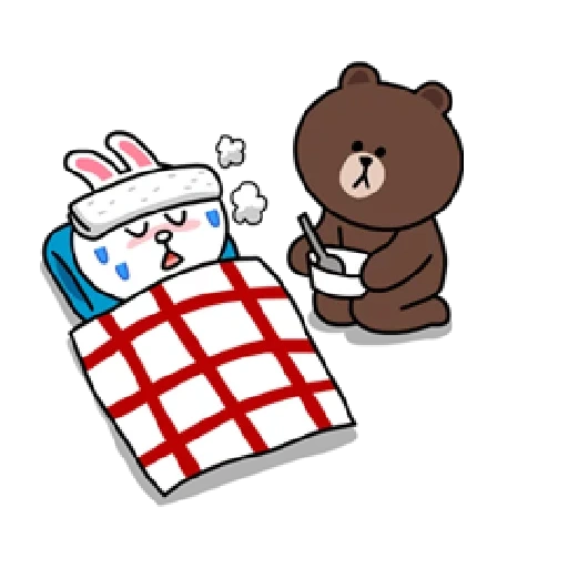 brown cony, line friends, line cony and brown, cony brown новый год, медведь милый рисунок
