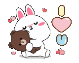 abraço, clipart, amigos de linha, desenhos fofos, bear bunny love