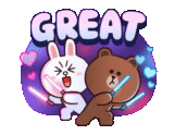 bunny, anime, logo, line friends, cony and brown gute nacht