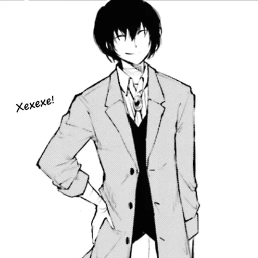 dazaï, dazai kini, manga dazai, dazaï avec un crayon, dadzai osamu manga