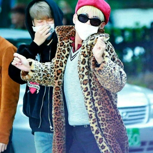 qimin bts, kim tae-hyun, bts taehyung, bangtan boys, taiheng bts leopard leather coat