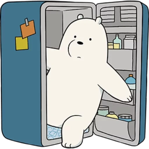 холодильник, медведь холодильнике, вся правда о медведях, ice bear we bare bears, вся правда о медведях белый