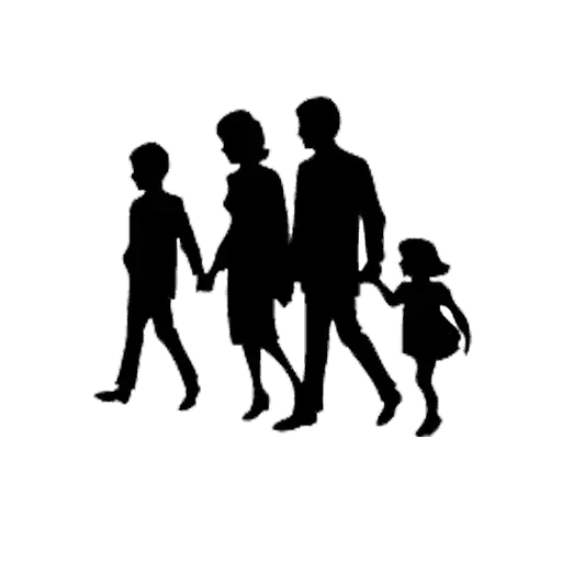silhouette della famiglia, silhouette delle famiglie delle persone, famiglia silhouette colori, modello di famiglia per 4 persone, silhouette dei genitori sui loro figli