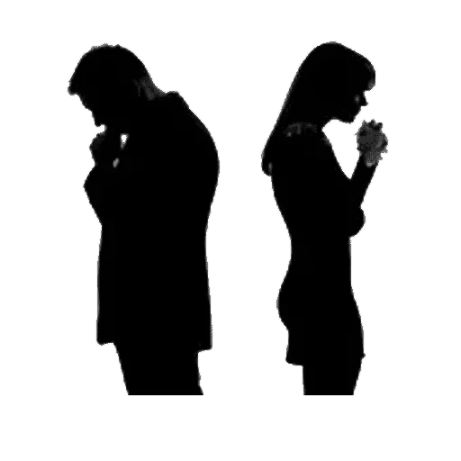 outline, 3 persons, a pair of silhouettes, high and low contours