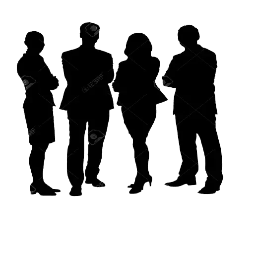 business people, a silhouette of a group of people, silhouettes of business figures, the outline of business figures, silhouettes of people of different ages
