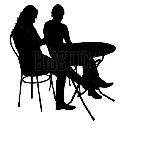 silhouettes à table, les silhouettes du peuple du café, la silhouette d'une femme de café, la silhouette d'une femme à table, paire à la table des silhouettes