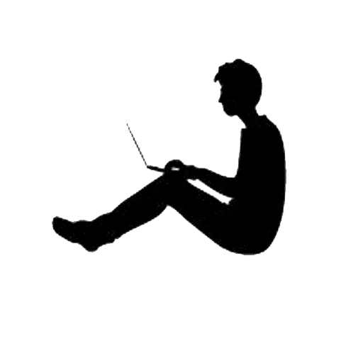 silhouette, silhouette de l'homme, personne assise, un homme est assis une silhouette, silhouette humaine avec un ordinateur portable