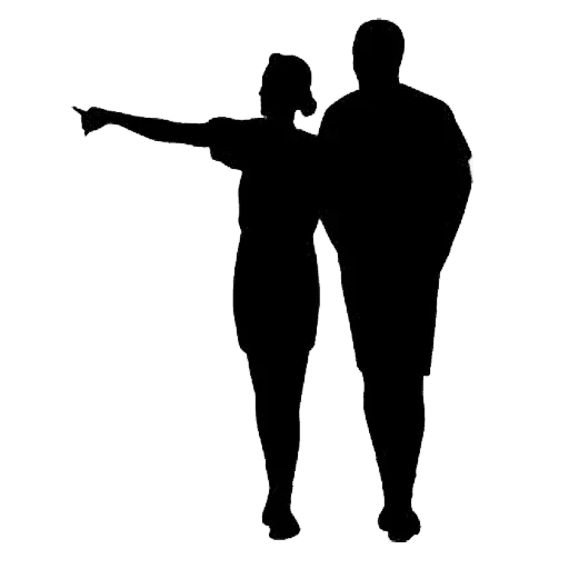 silhouette, a pair of silhouettes, the outline of a man, a silhouette of two people, silhouettes of people in pairs