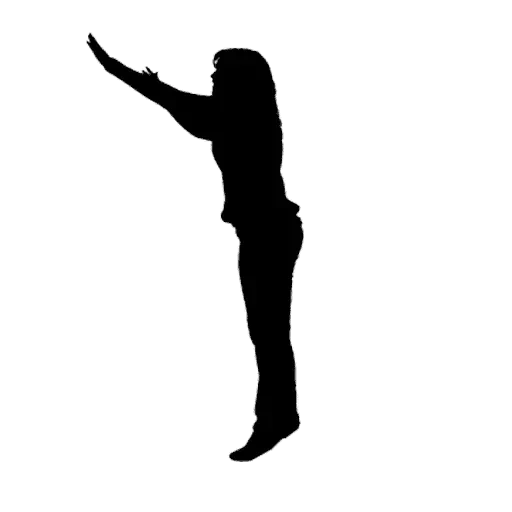 silhouette, human black silhouette, the outlines of men and women, a silhouette of a dancing girl, the outline of a woman with her hands raised