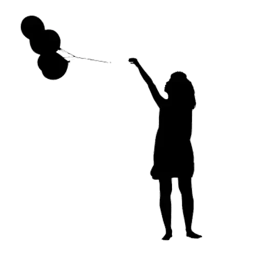 outline, people use silhouettes of balls, silhouette of girl balloon, balloon figure, the silhouette of the balloon boy